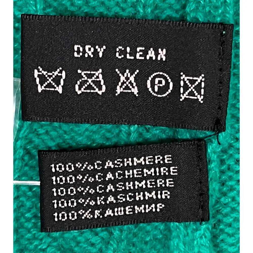 RALPH LAUREN NWT $425 100% Cashmere Cable Knit Slim Fit Crewneck Sweater Green M